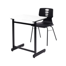 스튜디오칼츠 학원용 책걸상세트 102DESK + 401 CHAIR 세트 프레임 블랙, 글로시 화이트