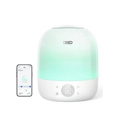 DREO 침실용 가습기 - 최대 작동 시간 30시간 및 RGB 야간 조명 수면 트레이너 매우 조용한 28dB 쿨 미스트 가습기 식물을 위한 탑 필 스마트 공기 아기 아기방에, White