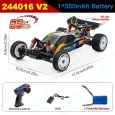 WLtoys 244016 V2 2.4G 고속 레이싱카 2WD 25KM/H 자이로 풀 스케일 원격 조종차 경쟁용 차량 장난감 어린, 01 244016 V2 1Battery