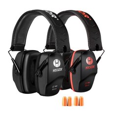 슈팅 사냥 경기장 레이싱 콘서트 스포츠 공항을 위한 Hocazor 이어 프로텍션 NRR 26dB 슈트 - Black & Purple HO1006, Black+orange, 1개, 블랙+오렌지