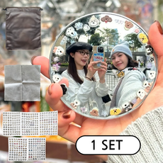 홈스데일리 여행용 셀카 미니 볼록 거울 세트, 1개, 실버 9.5cm