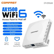 Comfast 1200Mbps1500Mbps 벽걸이형 액세스 포인트 Wifi 6 실내 무선 86패널 AP 2G&5G RJ45 기가비트 Mu-Mimo 전방향 라우터, AC1200 Wifi 5