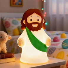 KangTen CHEN Jesus 야 조명 충전식 침대 옆 조도 가능한 실리콘 LED 종교 모임 주일학교 선물 세례 부활절 달걀 장식에 이상적 레드 248832, 옐로우