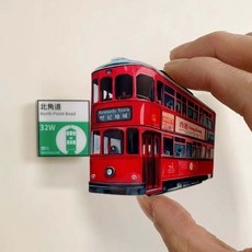 香港 叮叮車 彩繪冰箱貼, 如圖所示