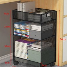 이동식 책상밑 선반 정리대 데스크 철제 화이트 대형, 1개, S. 검정색 3겹 중간 크기 이동 모델 - 촘촘한 메쉬