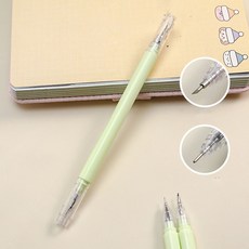 미즈코스 양면 다꾸칼 커팅펜 종이칼 페이퍼 커팅칼 듀얼 칼펜 스티커 컷팅 글루펜 DIY, 그린, 2개