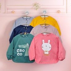 방수 미술가운 유아 아동 촉감놀이 갯벌놀이 앞치마 KC인증, 110 + 110, 블루 + 옐로우