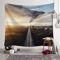 자취방꾸미기 행거 가리개 덮개 가림막 벽 가림천 고래 그림, 고래F