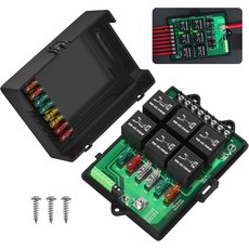 Joinfworld 박스 퓨즈 2V 자동차 범용 패널6개의 웨이 와 4개의 ATCATO 블드 2볼트 LED 조명 및 모듈 포함, 6 Way with Led