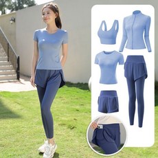 健身女孩 新款 瑜伽服 瑜伽服套裝 健身服 運動套裝女 遮肉款 高檔次 跑步套裝女 晨跑運動健身速乾衣 三件套 五件套