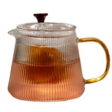 直條紋泡茶壺，耐熱玻璃材質，透明壺身設計，品茗好幫手, 玻璃, 1個, 800ml