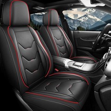 Otoez 자동차 풀 세트용 가죽 시트 커버 5시트 카시트 커버 방수 자동차 시트 커버 대부분의 자동차 SedensTrucks SUV용 범용 시트 프로텍터 (블랙 & 퍼플, No Pillows, 블랙&레드
