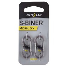 NITE IZE S-Biner 迷你帶鎖S型雙面塑膠扣環 (灰色) - 輕巧耐用 安全可靠, 1個, 灰色