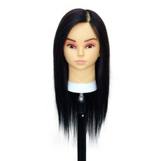 BEUGA(뷰가) 인모 100% 연습용 통가발 탑라인 B타입 커트 드라이 아이롱 미용 연습 가발, 블랙, 1개 블랙, 1개
