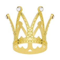 臺灣熱銷 精美閤金小皇冠 鮮花包材裝飾 兒童走秀頭飾 生日擺件小拇指皇冠, 6鑽小手指金色01