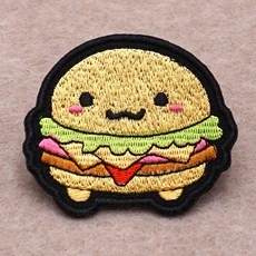 漢堡造型刺繡魔鬼氈布章, 1個, 可愛漢堡（縫製款）