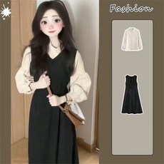 여성투피스 여성세트 여성셔츠 + 나시원피스 블라우스 멜빵원피스 LQW26020228 40