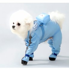 강아지 산책 가방 일체형 우비 레인코트 신발 애완견 외출 용품 방수 의류 우산 보호대, 옐로우