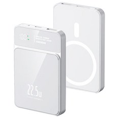 맥세이프 보조배터리 20000mAh 무선 대용량 가벼운 아이폰 갤럭시 사용가능, 흰색, GG1260110-1S2P 20000