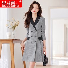 새로운 스타일의 정장 칼라 원피스 여성 긴팔 허리 조절 기품 있는 전문 원피스 작업복 슬림핏8901