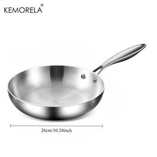 KEMORELA 미러 폴리싱 316 스테인리스 스틸 프라이팬 트리플 레이어 인덕션 쿠커, 26cm