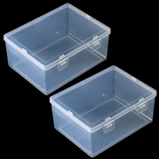 BenF Case 포토카드 보관함 잠금 딸깍 똑딱 수납 수납함 박스 탑로더 슬리브 스티커 도무송 다꾸 정리함 포카 보관 플라스틱 케이스 사각 미니 투명, 2개