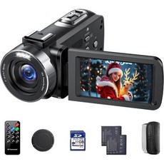 캠코더 비디오 카메라 4K 42MP 3.0" 270 회전 스크린 캠 코더 유튜브용 브이로그 카메라 배터리 2개 리모컨 및 32G SD 카드가 포함된 18배 디지털, AC13BA-4K