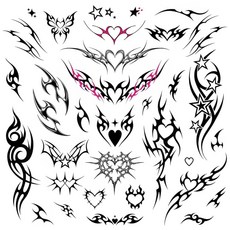 Pixel HEART 하트s Edgy Y2K 임시 타투 | CyberSigilism 트램프 스탬프 현실적인 방수 가짜 축제 독신 할로윈 생일 선물 액세서리 212623, 1개
