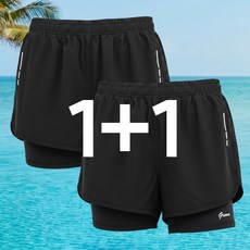 1+1 GRENA 남자수영복 반바지 투인원 래쉬가드 워터팬츠