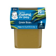 Gerber 내추럴 포 베이비 2nd Foods 그린빈 2팩, 그린 빈(Green Beans), 226g