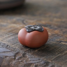 茶寵擺件迷你小柿子事如意創意紫砂可養茶道配件茶玩茶盤茶臺, 1個, 紅色款A