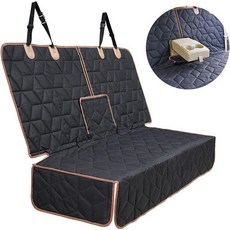 프리미엄 차량용 방수 오염방지 시트커버 에어매트 뒷좌석 물놀이매트 놀이방 차박 시트 뒷자리, 1개, 중앙팔걸이브라운테두리안전목줄포함