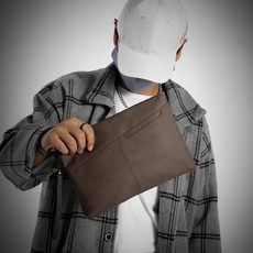 starbuysell TW 手拿包 男性手拿包 男韓版復古軟潮流男包 PU大容量信封包 手抓包款, 現貨卡其色1003