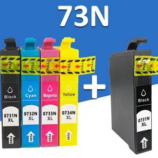 印彩 Epson 73N 相容墨水匣, 1套4色+送1個黑色, 1個