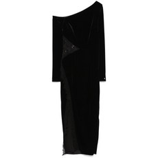 니사 레이스 인서트 벨벳 미디 드레스