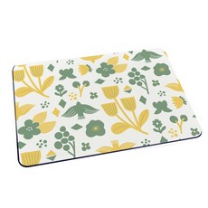 北歐風系列 軟式珪藻土地墊 60*40*0.5cm 防潮 吸水墊, 1個, 印花黃綠, 印花黃綠