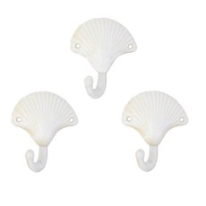 ZILucky 불가사리 조개 게 주철 장식 벽 후크 코트 앞치마 모자 타월 후크 해변 바다 테마 세련된 금속 후크 3개 세트 (화이트-불가사리), 흰 조개