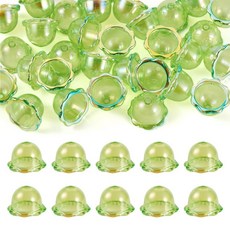 KISSITTY 30피스 풍경 벨 트럼펫 플라워 비즈 캡 그린 24mm 대형 투명 아크릴 플로럴 루즈 스페이서 비즈 캡 주얼리 제작용 팔찌 귀걸이 DIY 공예 키체인 랜야드 걸, 초록색