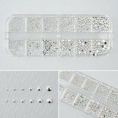 네일스토어 메탈 반참x반볼 12세트-2 네일파츠 실버 메탈참 네일스터드, 1개
