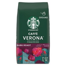 Starbucks 그라운드 커피 — 다크 로스트 커피 — 카페 베로나 100 아라비카 1봉지355ml12온스, 12 Ounce (Pack of 1)_다크 코코아와 캐, 2) 다크 코코아와 캐러멜라이즈드 슈가 노트  12 O