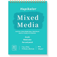 스케치북 혼합 미디어 패드 - 9인치 x 12인치 상단 나선형 바운드 스케치 패드 30매 98파운드 / 160gsm 무산 도화지 드로잉 스케치를 위한 미술 용품 스케치북, 7" x 10"