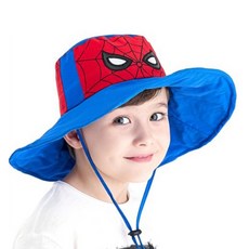 孩童蜘蛛人印花綁帶寬簷漁夫帽