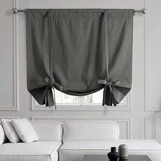 HPD Half Price Drapes 단색 면 룸 다크닝 타이 업 커튼 윈도우용 롤업 풍선 거실 주방용 116.8 x 160cm(46 63인치) (패널 1개) 밀스톤 그레