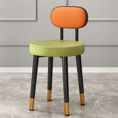 화장대의자 등받이 스툴 메이크업 카페 양털 흰색 파우더룸 침실 수툴, 블랙백 오렌지그린