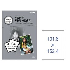 폼텍)프리미엄 저광택 전문가형 사진용지(IH-4046/260 문구용품 사무용품 전용지 포토용지 종이+커머스커낵트Shop, 빠른배송