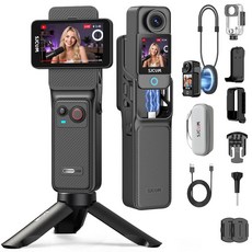 SJCAM C400 4K 여행용 블로깅 카메라 유튜브 크리에이터 및 블로거를 위한 7H 녹화 바디 6축 스태빌라이저 2.29인치 터치 스크린 30M 수중 블랙 Camar, 0GB Card