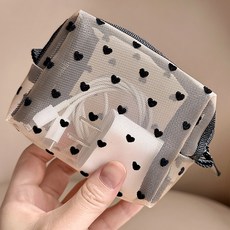 후암마켓 하트 화장품 메쉬 미니 파우치