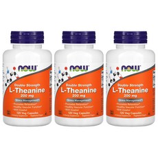 [3개] 나우푸드 L테아닌 더블스트렝스 200mg 120베지캡슐 Ltheanine 이노시톨 천연 아미노산, 120정, 3개