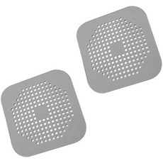 샤워용 사각 배수 커버 5.7인치 TPR 헤어 캐처 욕실용 플랫 실리콘 플러그 및 주방 필터 샤워기 보호 스트레이너 스토퍼 흡입 컵 2팩회색, 5.7inch_Grey Tpr
