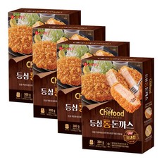 롯데 쉐푸드 도톰 등심통돈까스300g(약2cm 두께) 국내산 통등심 수제방식 통돈까스, 4개, 300g